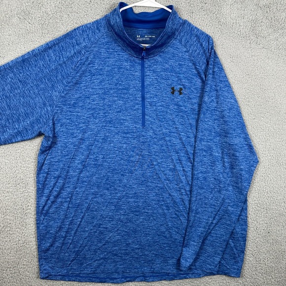 Under Armour Shirt Pullover Mens 4XL Blue Loose Quarter Zip Athletic Performance